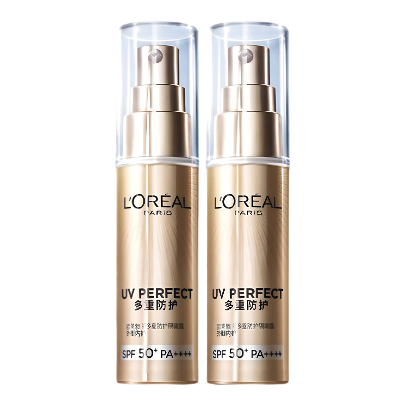 欧莱雅小金管防晒霜户外隔离霜防晒霜套装SPF50+ 小金管防晒30ml*2