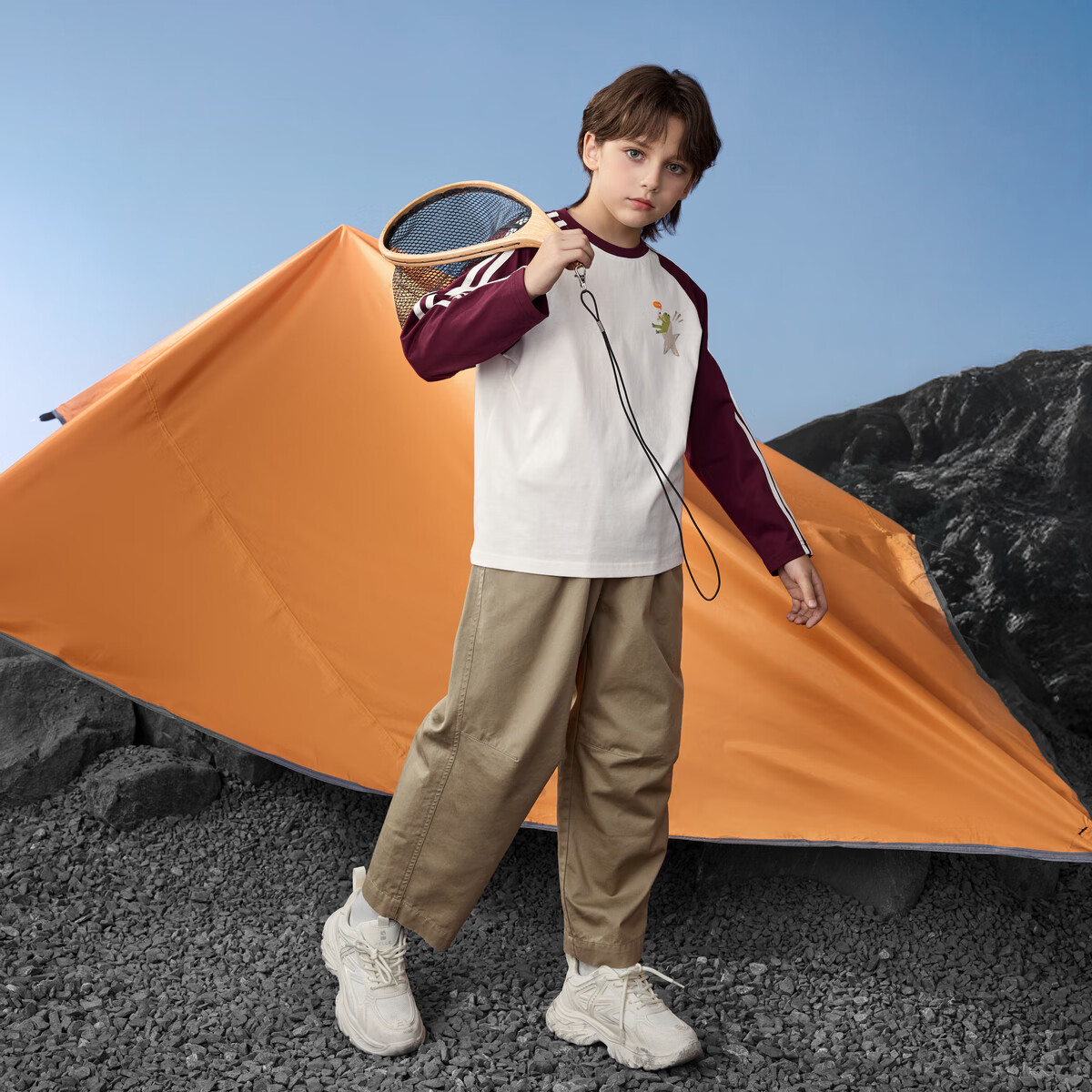 马骑顿(MQD)男童25秋新款户外工装裤露营登山束脚裤简约亲肤休闲裤 卡其 160