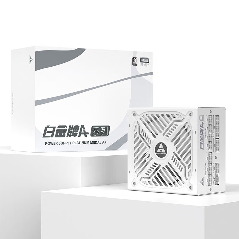 金河田白金A+850W/1250w电源 ATX3.1台式机PCIE5.1全模组白金认证压纹线 白金牌A+850W电源 白色