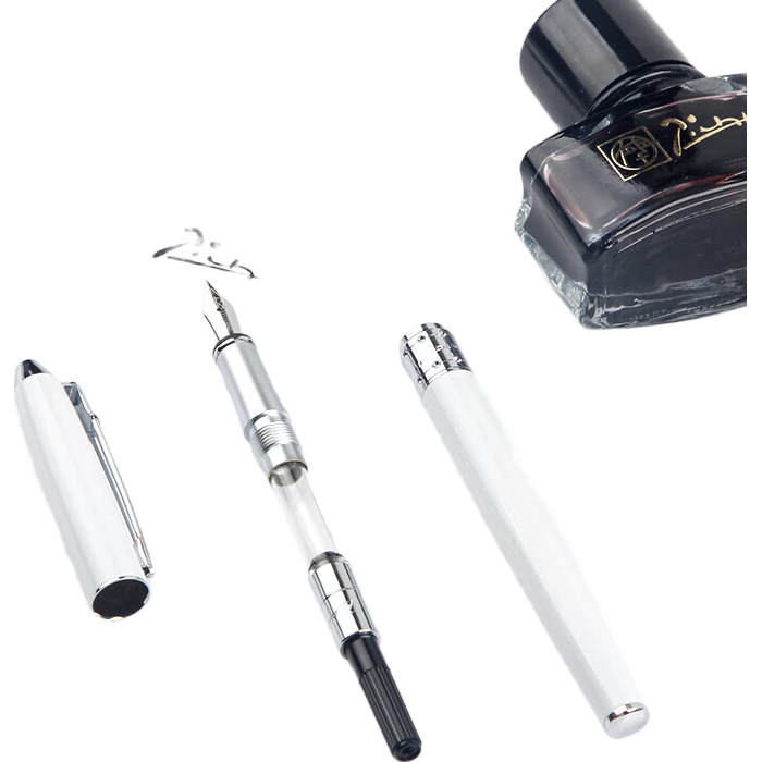 畢加索（pimio）鋼筆禮盒學(xué)生練字墨水套裝 0.5mm銥金筆尖商務(wù)辦公簽字筆T605瓷白色