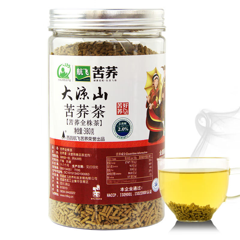 航飛大涼山老牌子大罐裝苦蕎茶380500g黑苦蕎全株全麥胚芽 拍一發(fā)二苦蕎全株茶380g