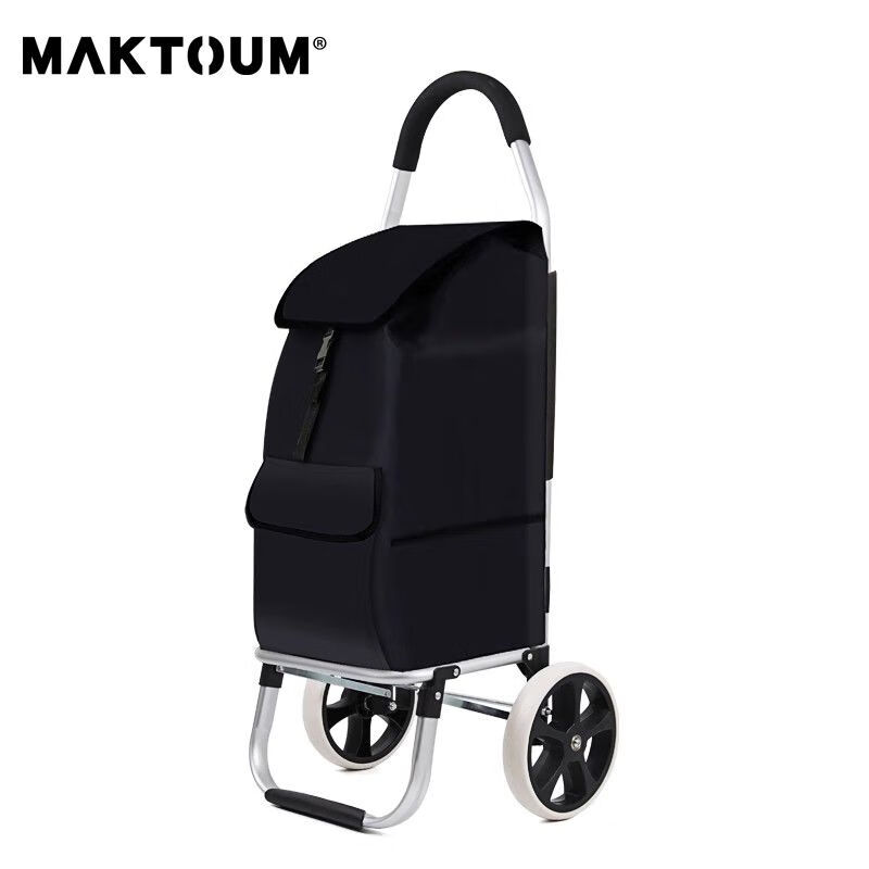 馬科途（Maktoum）馬科途爬樓神器上樓梯買菜車購物車輕便家用折 黑色 兩輪平地款