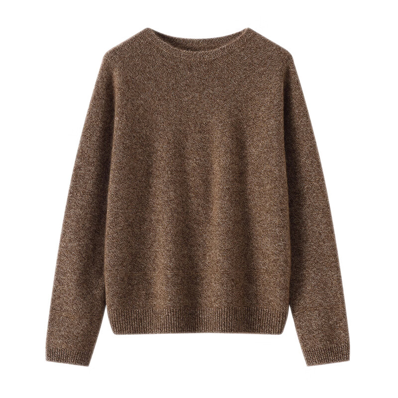 鹿王（KING DEER）冬季圓領(lǐng)山羊絨衫女重磅加厚羊絨毛衣外穿插肩針織衫上衣套頭寬松 駝夾花 S