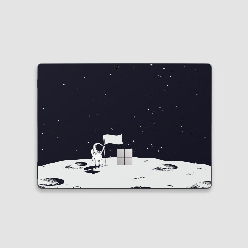 SkinAT适用于微软Surface Pro贴纸微软Surface保护套创意贴膜surface笔记本彩色贴纸反复粘贴 防水保护膜 Flag登月人 Surface Pro 12