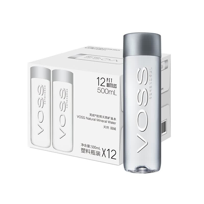 芙丝（VOSS）矿泉水 天然矿泉水饮用水弱碱性水泡茶水500ml 500mlx12瓶