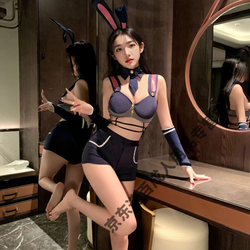 LEDP体操服角色扮演可爱夫妻刺激小胸兔子督察员开档免脱 兔子督察官 均码