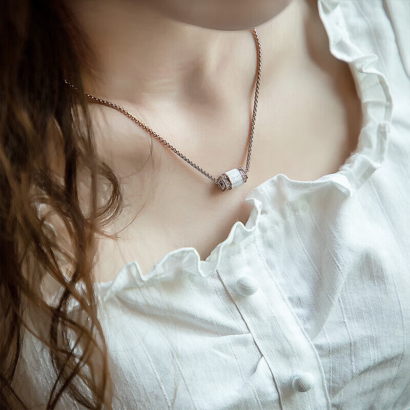 阿玛尼正品轻奢小众小蛮腰转运珠项链锁骨链高级感精致气质送女友礼物 EGS2828221【白色小蛮腰】