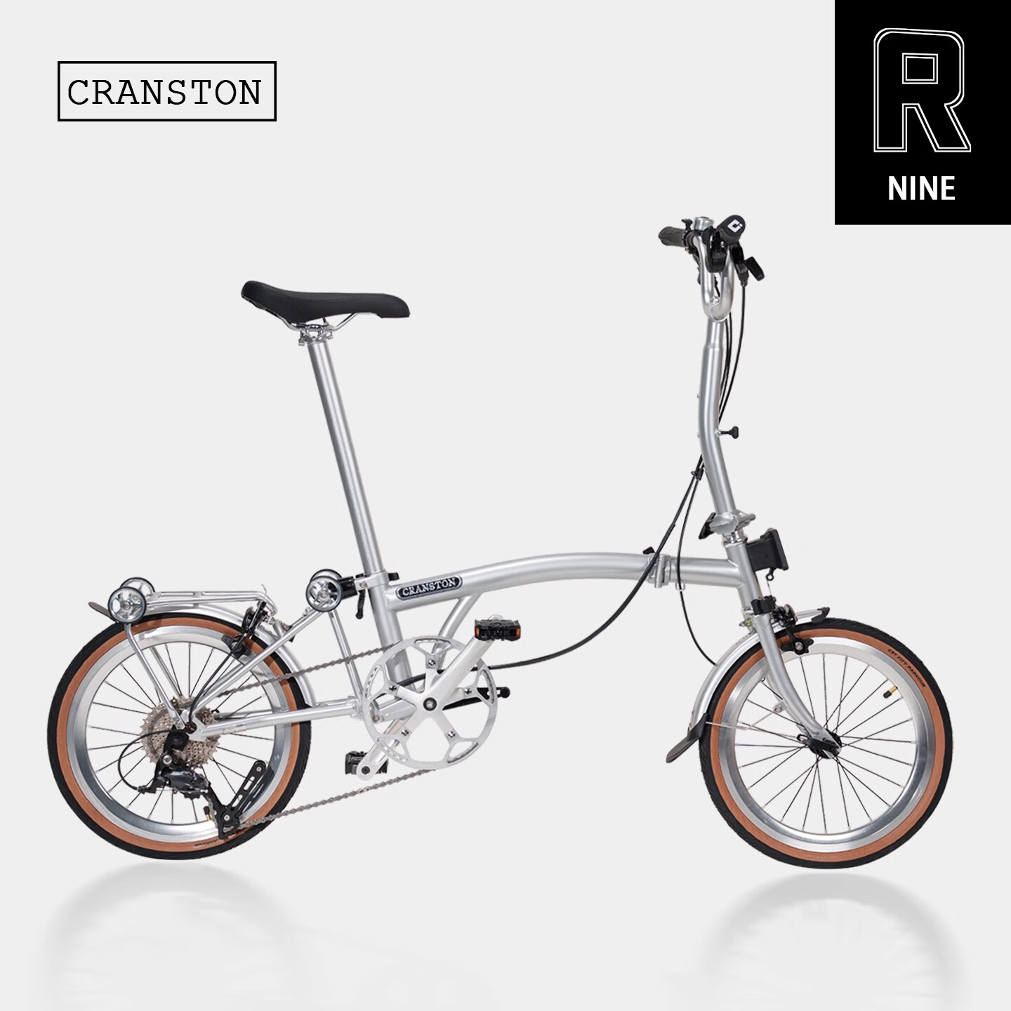 CRANSTON R9 16寸9速三折叠成人超轻便携城市复古男女同款小布折叠自行车 R9 银翼/M把 9速 16英寸