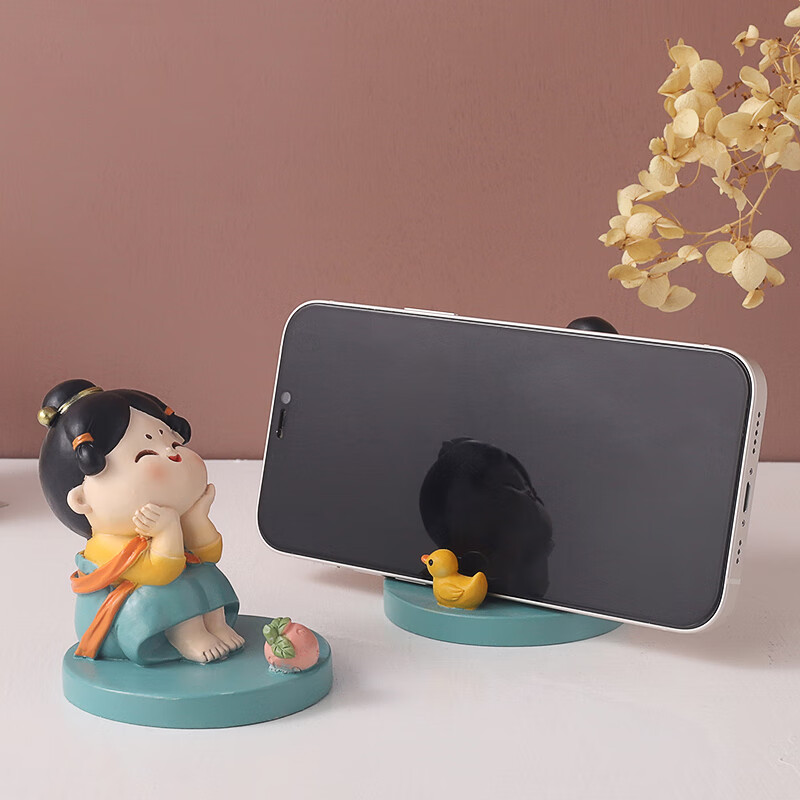 如果西安文创纪念品创意国风手机架实用桌面办公室摆件伴手礼新年礼物 唐仕女手机架全套2个