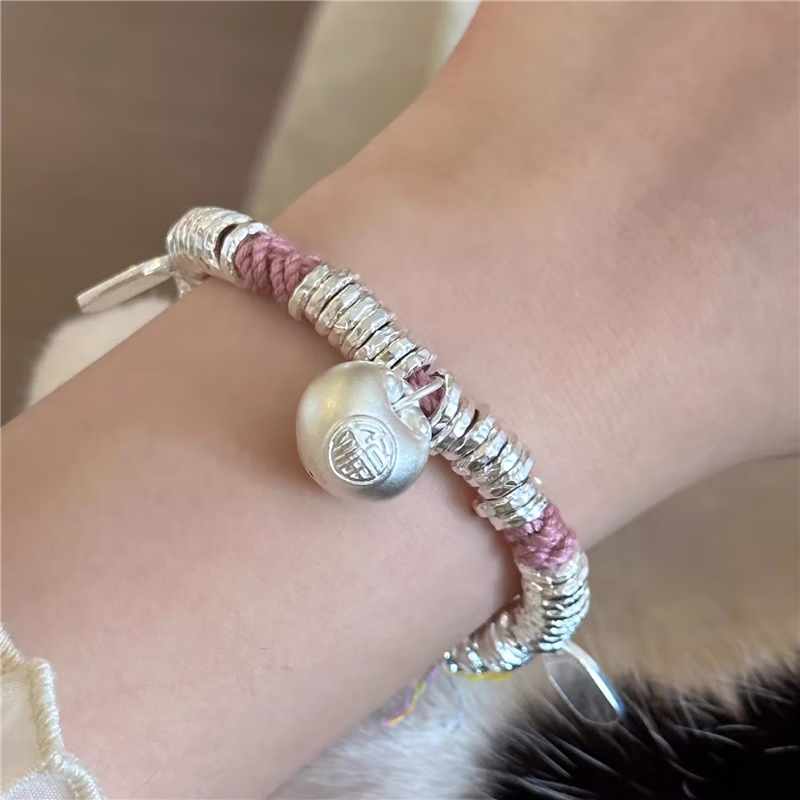 小胖福纯银手链盘缠绳实心女款999足银手串送女友闺蜜礼物 小胖福盘缠手链25