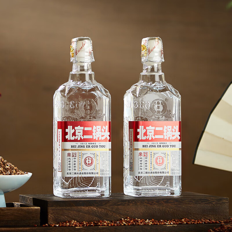 永丰牌北京二锅头 纯粮酿造白酒 42度 500mL 2瓶 米白