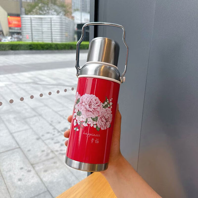 网红复古水壶手提保温杯子大容量真空不锈钢双层保温壶伴手礼 2023800
