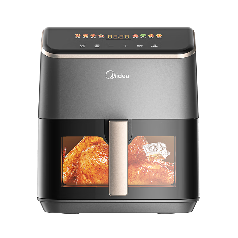 美的（Midea）空气炸锅机新款家用免翻面透明可视大容量空气炸锅不用翻面可视电炸锅微波炉烤箱一体机烤红薯机 【自研AI智能算法烹饪KZC539J5】 5.3L