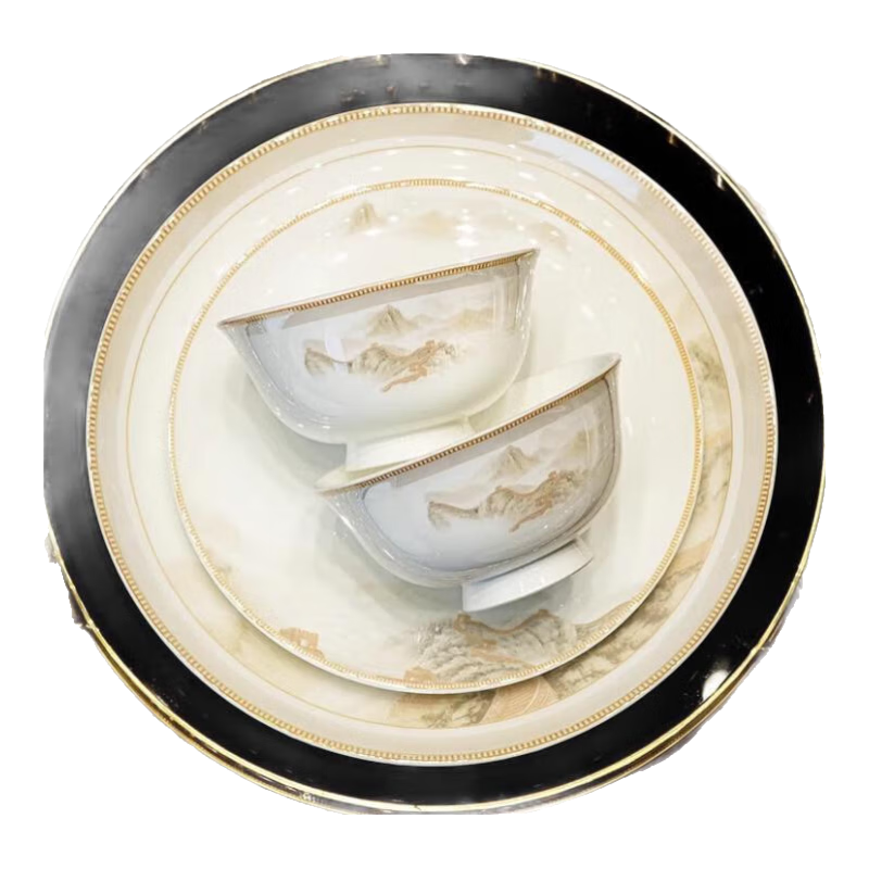 康琴2025新款碗碟套裝家用景德鎮(zhèn)高顏值餐具套裝中式輕奢陶瓷碗盤喬遷 大好河山16人食豪華配置 86頭