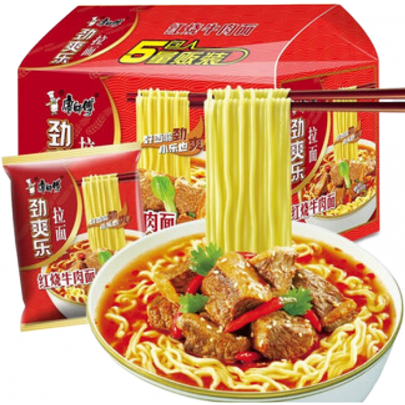 康師傅方便面大食袋紅燒牛肉面速食袋裝大食袋組合整箱拉面泡面 【五連 【五連包】82g勁爽樂 紅燒牛肉面