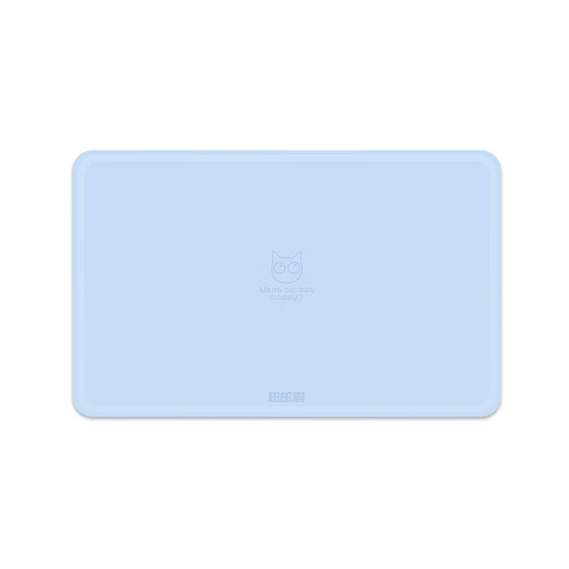 田田貓寵物硅膠餐墊安全環(huán)保舔食陶瓷貓碗貓糧碗貓水碗貓用品 藍色 M-中型