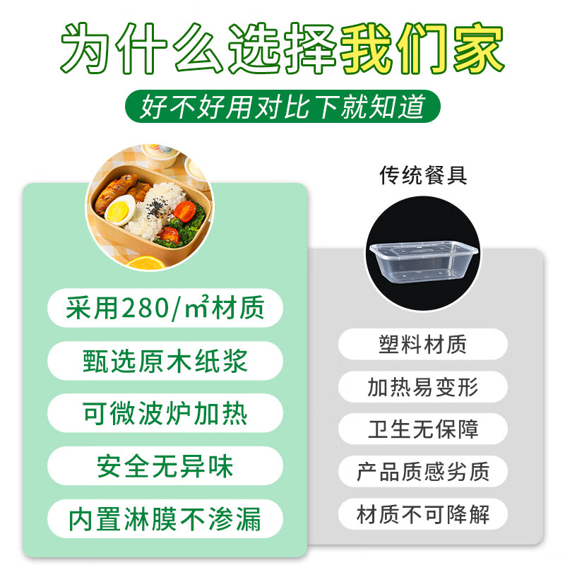 一次性餐盒牛皮纸野餐盒饭盒水果食品包装纸盒上班族打包盒泡面碗 加厚牛皮纸【500ML】碗+盖:30套