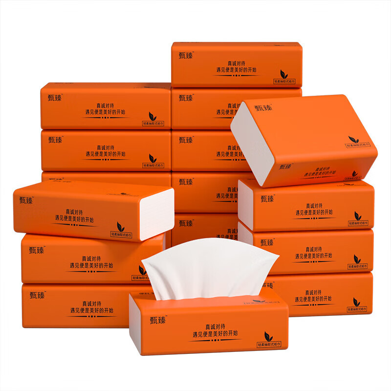 天微【甄选百货】家用囤货抽纸面巾纸抽取式卫生纸纸巾加厚纸抽原生木 4层34抽40包