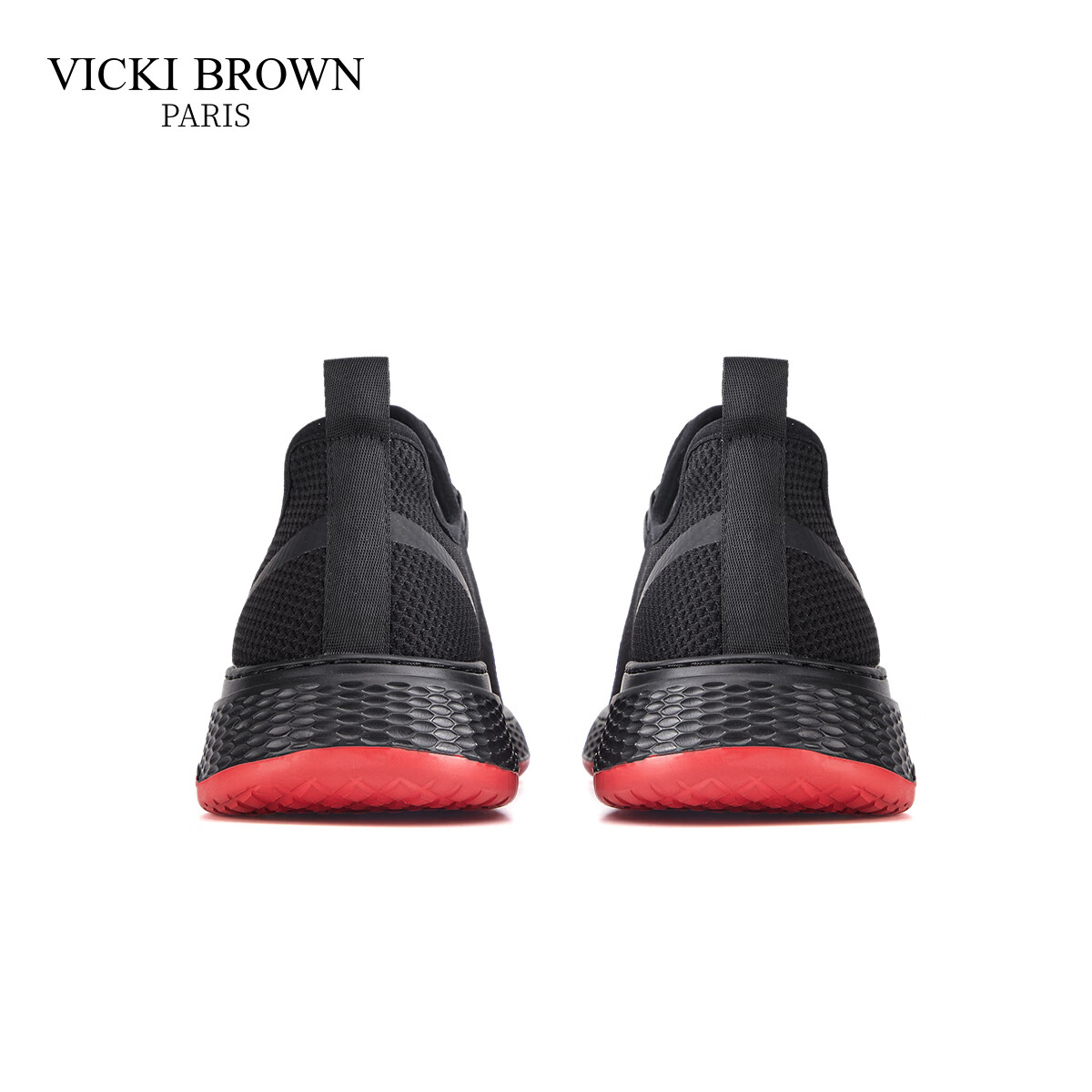 未毕（VICKI BROWN）法国品牌VB男鞋【健走系列】通勤防滑户外休闲鞋男舒适透气网面鞋 黑红 43