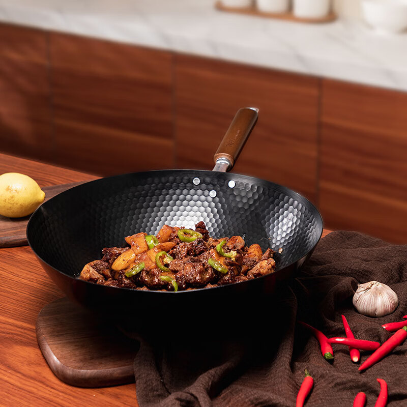 神田窒化鐵鍋   無(wú)涂層老式家用燃?xì)庠畛村伋床?窒化鉆石紋 30cm