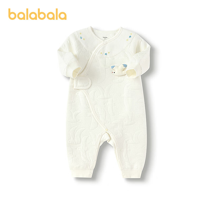 巴拉巴拉balaOne婴儿连体衣宝宝睡衣爬服哈衣2025新款亲肤柔软萌 白色调00311 80cm