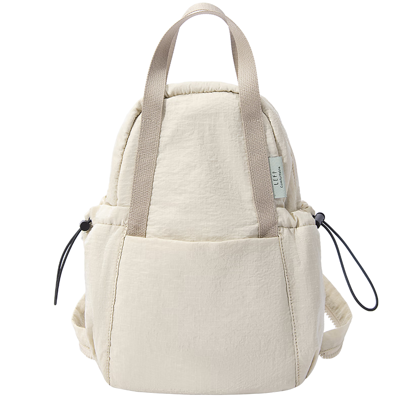 莱夫休闲便携坚果双肩包户外百搭轻便防泼水尼龙布书包女新年礼物 白帽色（小号）