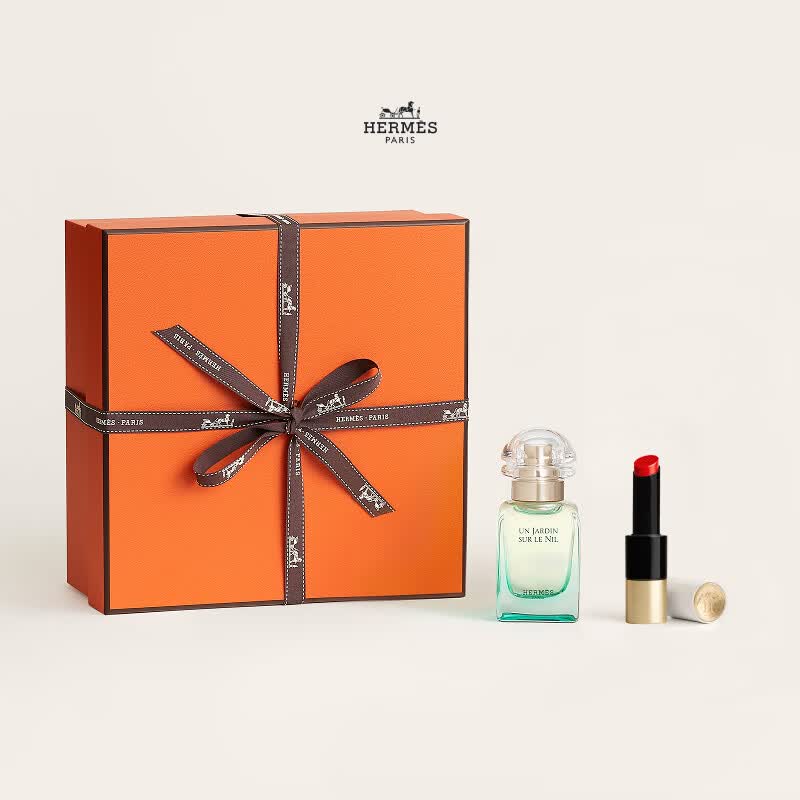 【准新品】爱马仕（HERMES）尼罗河花园香水礼盒(香水30ml+缎光口红75号)女教师节礼物  