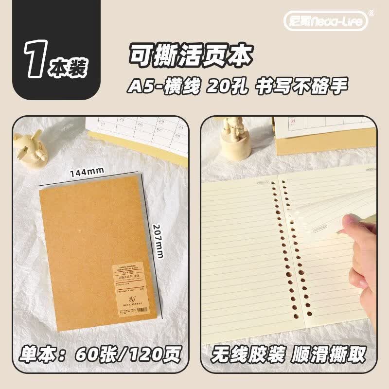 志通达活页替芯本适配A5B5A4活页本可平摊多格式内页可撕替芯笔记本 A5-横线 1本