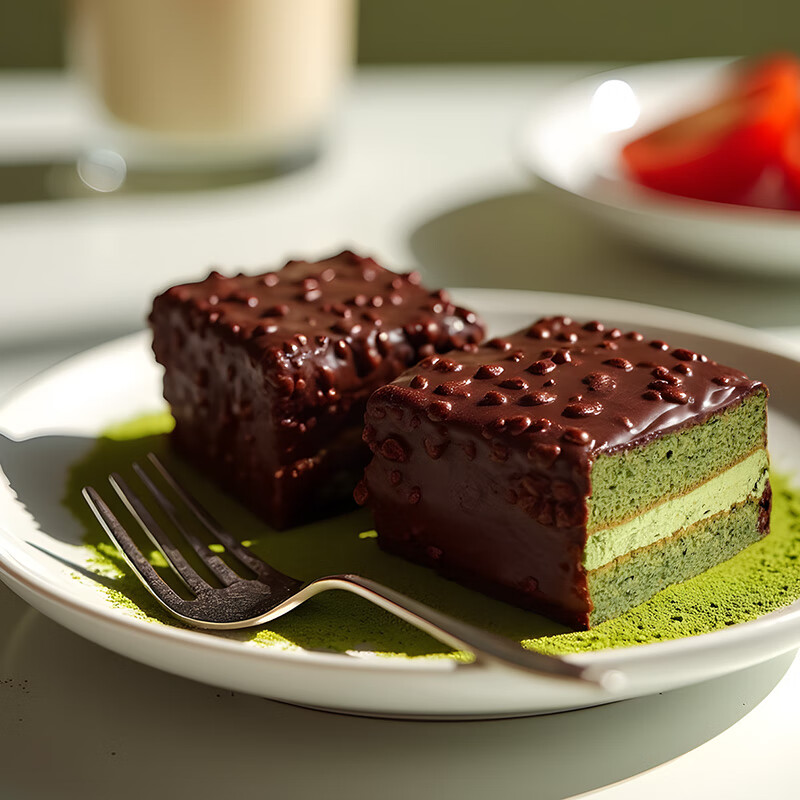 飲食伙計2025創(chuàng)新伙計魔芋黑巧抹茶蛋糕派早餐輕卡甜品 魔芋黑巧抹茶*實惠3只裝(90克*3 270g