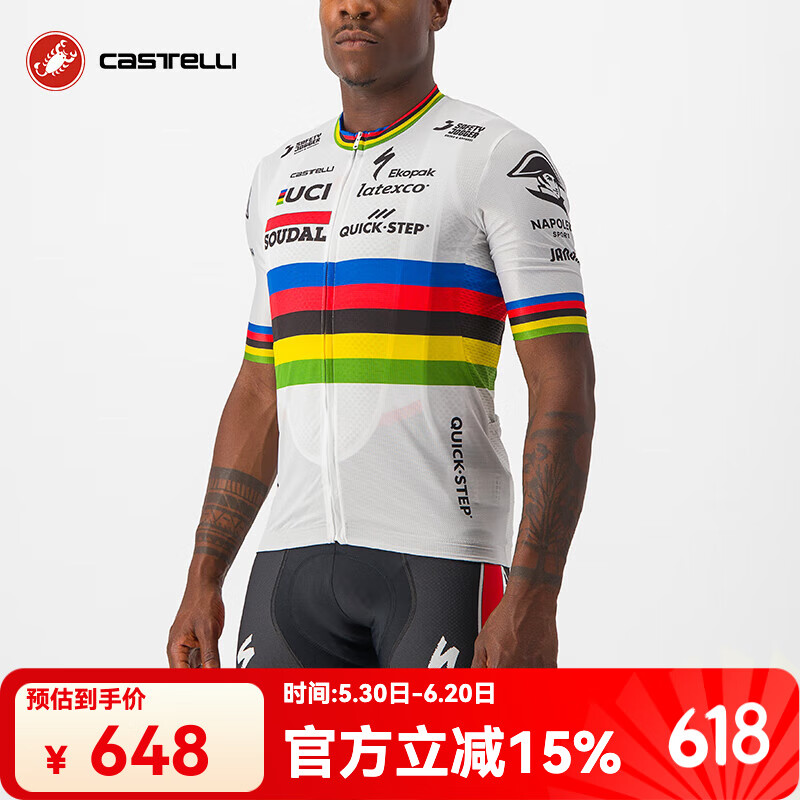 castelli蝎子男夏快步职业队版竞技骑行服短袖上衣4233185 111UCI世锦彩虹色 XL