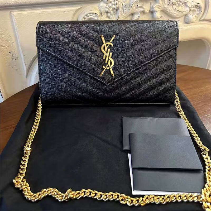 杨树仓专柜林香港包2025信封黑色潮牌斜挎金标香港现货新款包 链 *7*14