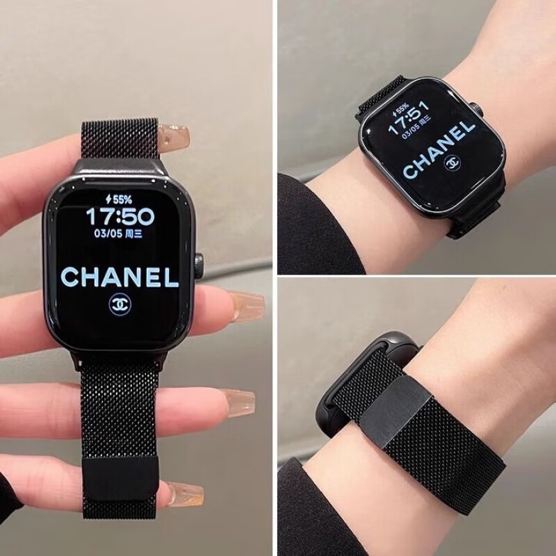 适用苹果手表s10表带iwatchs9金属磁吸运动applewatch8夏 常规米兰磁吸金紫色 适用42mm表盘【1/2/3代】