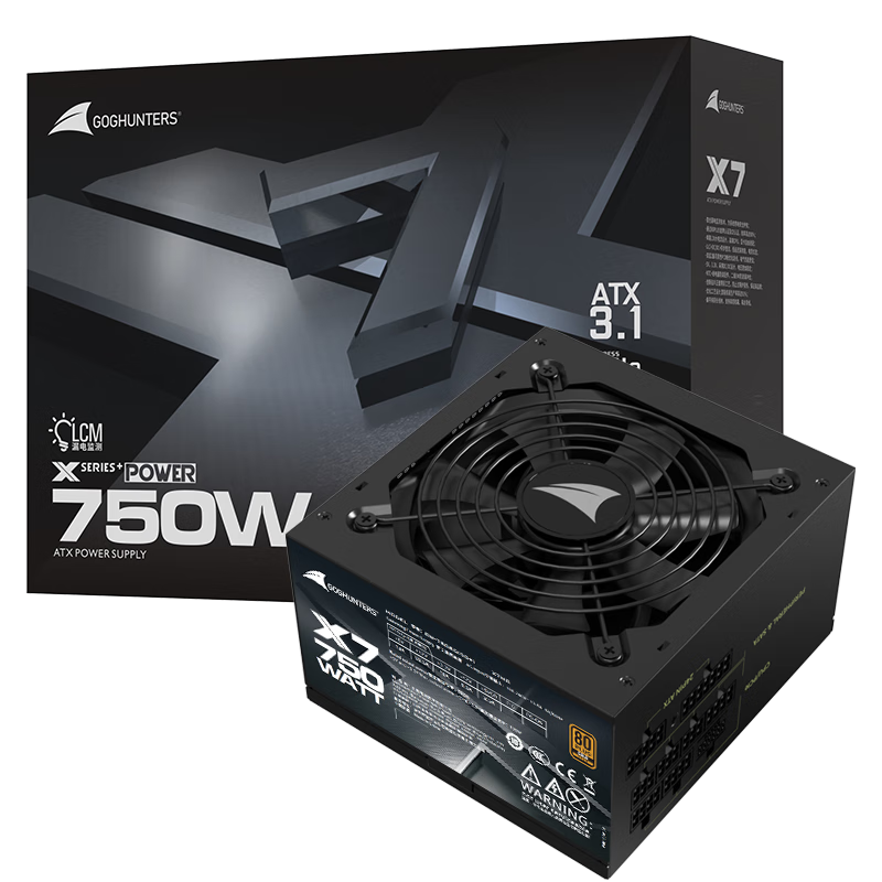 长城（Great Wall）额定750W X7金牌全模电脑电源（ATX3.1/原生PCIe5.1接口/漏电监测/单路12V/自动启停/支持5060TI）