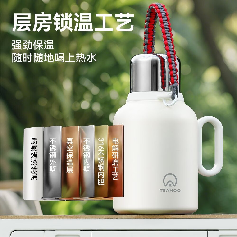 琪虎大容量保温杯25新款运动水壶吨桶吨户外大号冰霸保冷水杯子可刻字 绿色2500ML【冷热两用】5斤水