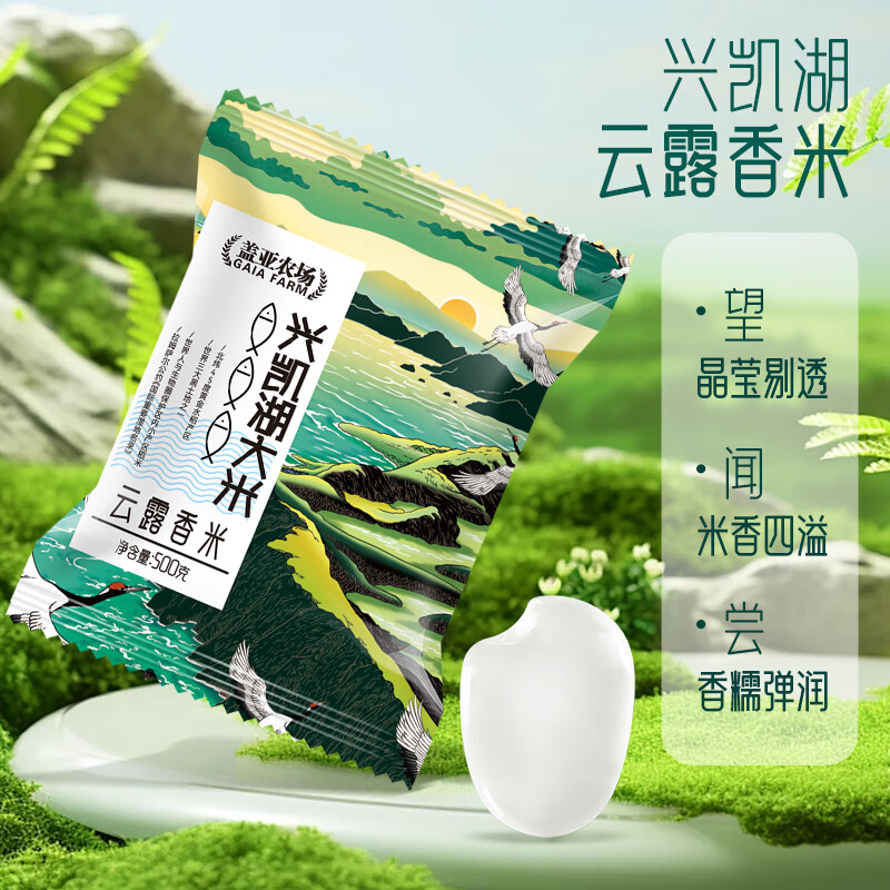 盖亚农场东北大米黑龙江兴凯湖小长粒香米珍珠米梗米一级当季新米 云露香米500g（试吃装）