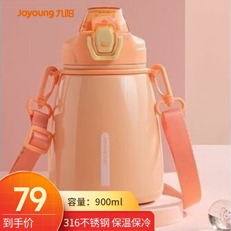 九阳（Joyoung）大肚温杯儿童大容量水杯高颜值学生水杯女直饮吸管杯 B90V-WR169 B90V-WR159(粉) 900ml