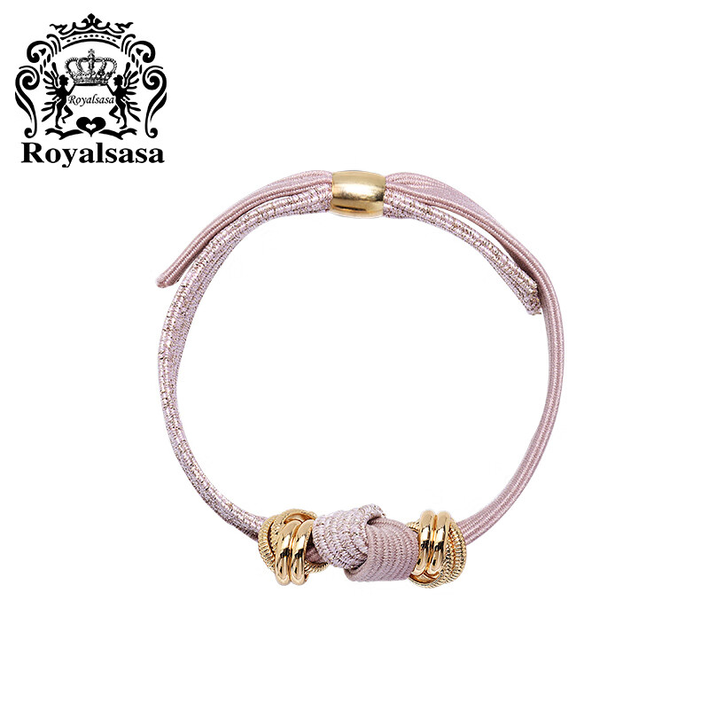 Royal sasa韓國金絲扎頭皮筋加粗簡(jiǎn)單款基礎發(fā)繩精致個(gè)性打結發(fā)圈 粉色PI