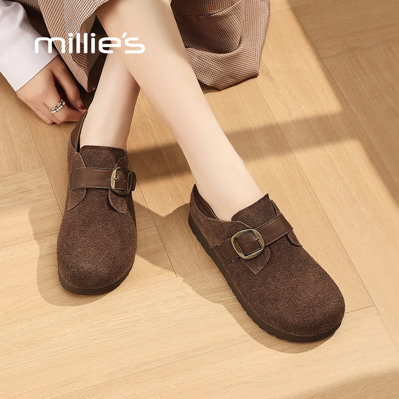 妙丽乐福鞋女平底真皮浅口复古时尚2025夏季新款百搭潮流休闲小皮鞋 棕色 37 (235mm) 标准码