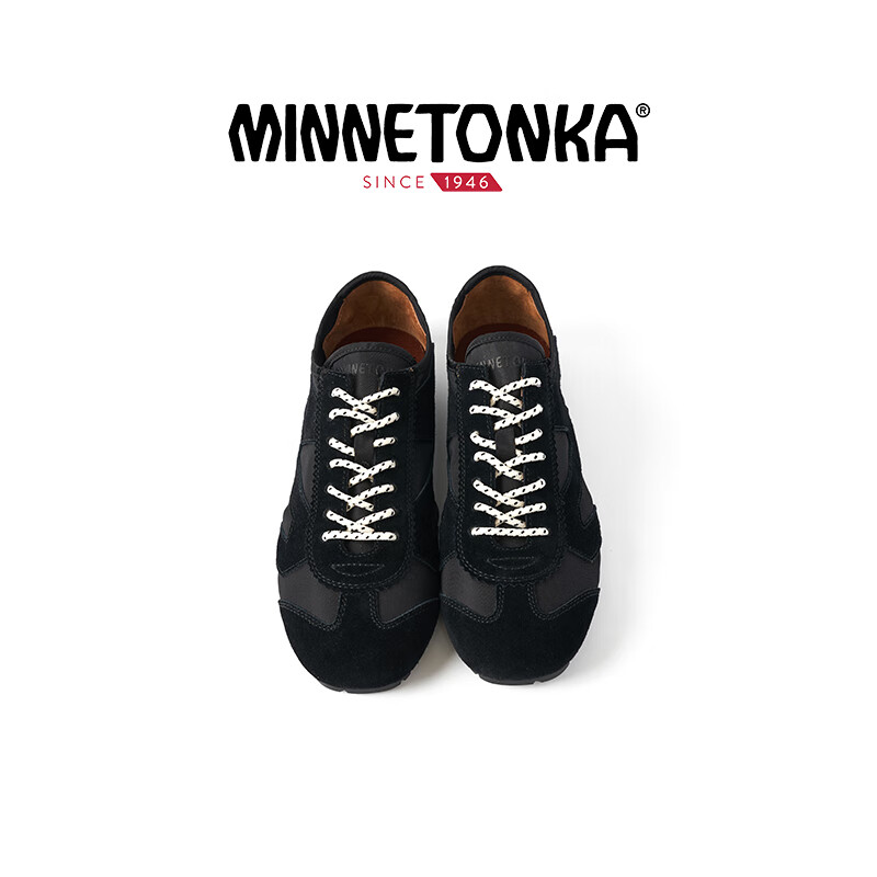 迷你唐卡（Minnetonka）女鞋Nylon Basic MS70德训鞋尼龙面料轻量透气百搭复古平底运动鞋 MS70501-BLK 黑色 40