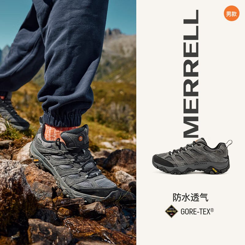 迈乐（Merrell）MOAB3 GTX丨MERRELL迈乐情侣防滑耐磨防水徒步鞋户外登山鞋子 灰色/J035799(男) 经典 40
