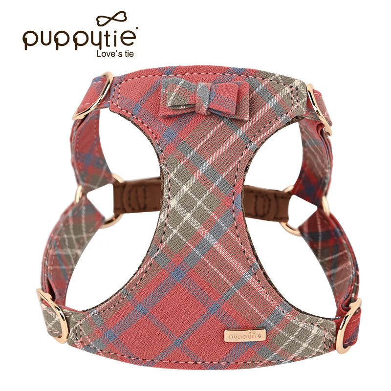 puppytie遛狗牽引繩貓咪牽引繩狗繩小型犬可愛(ài)博美狗繩背帶狗狗牽引繩項(xiàng)圈 清新粉-胸背(不含牽引繩) XXS碼-建議1-6斤