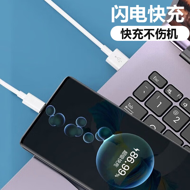 【闪充】数据线type-c充电线6A闪充适用于华为vivo荣耀OPPO/三星手机快充数据线 1m 6A 四芯 1条装 1米