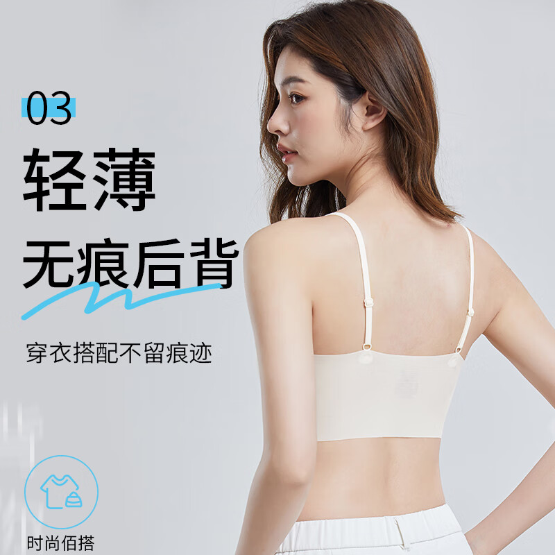 猫人女文胸隐形无痕亲肤透气软支撑自然提拉防下垂女士内衣7A抗菌 冰丝凉感【1件装】奶肤色 均码 【高弹性】