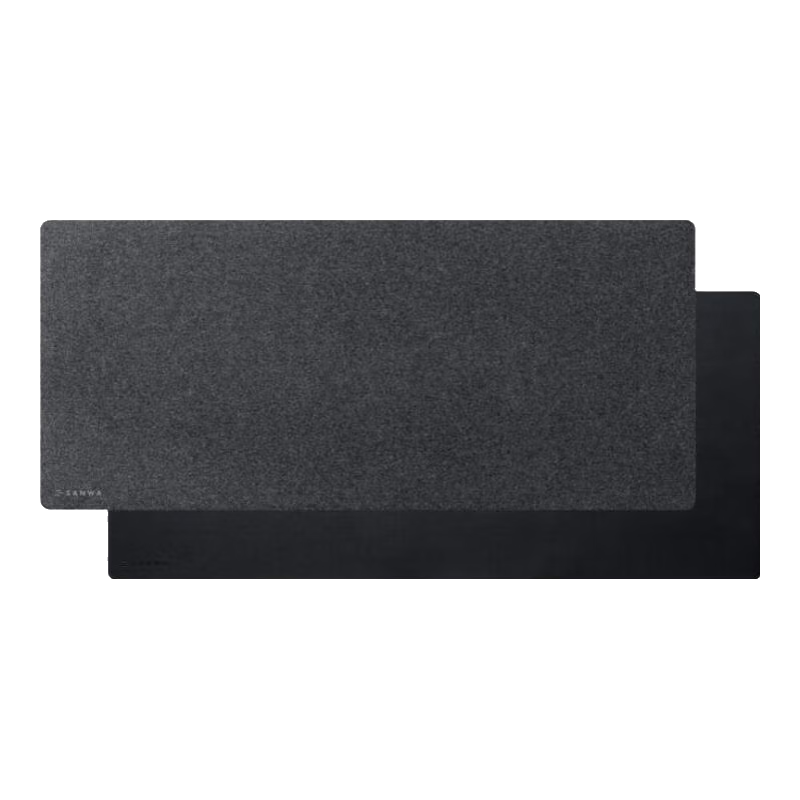 山業(yè)軟木皮革雙面鼠標墊 2way大尺寸桌墊 防滑耐磨雙面可用 游戲辦公桌墊 防潑水 900*400mm 黑色 【毛氈+皮革】