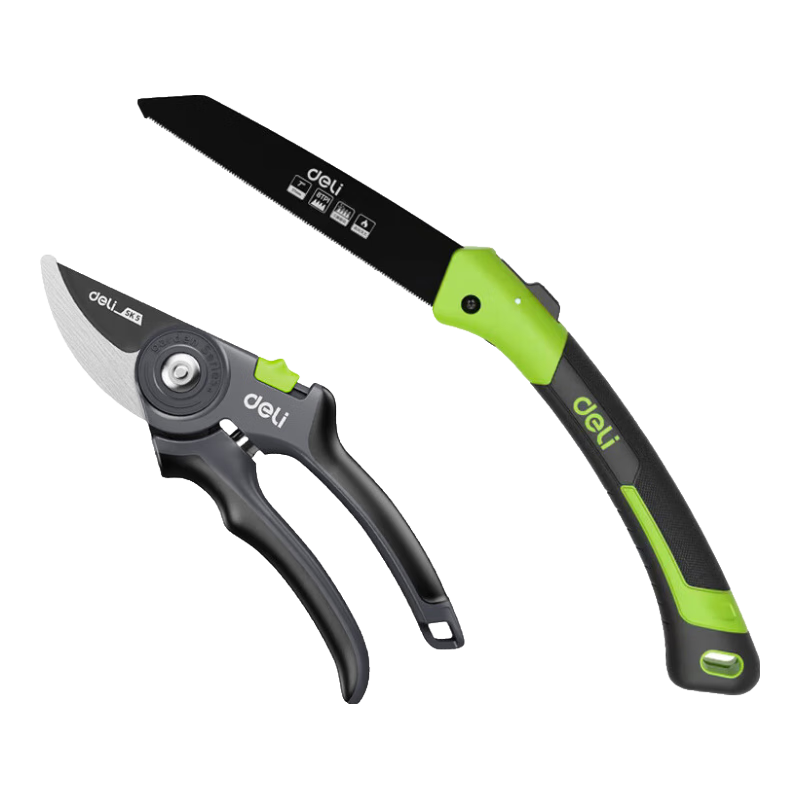 得力（deli）園藝剪樹(shù)枝剪刀果樹(shù)樹(shù)枝園林綠化花枝花藝剪刀修枝剪采摘水果神器 8寸防滑可剪15mm樹(shù)枝+7寸折疊鋸
