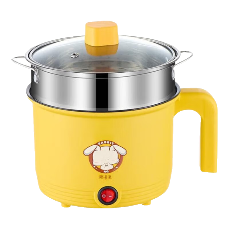 不锈钢泡面碗电煮锅电锅电炒锅多功能一锅宿舍电煮锅 不锈钢内胆-带不锈钢蒸笼