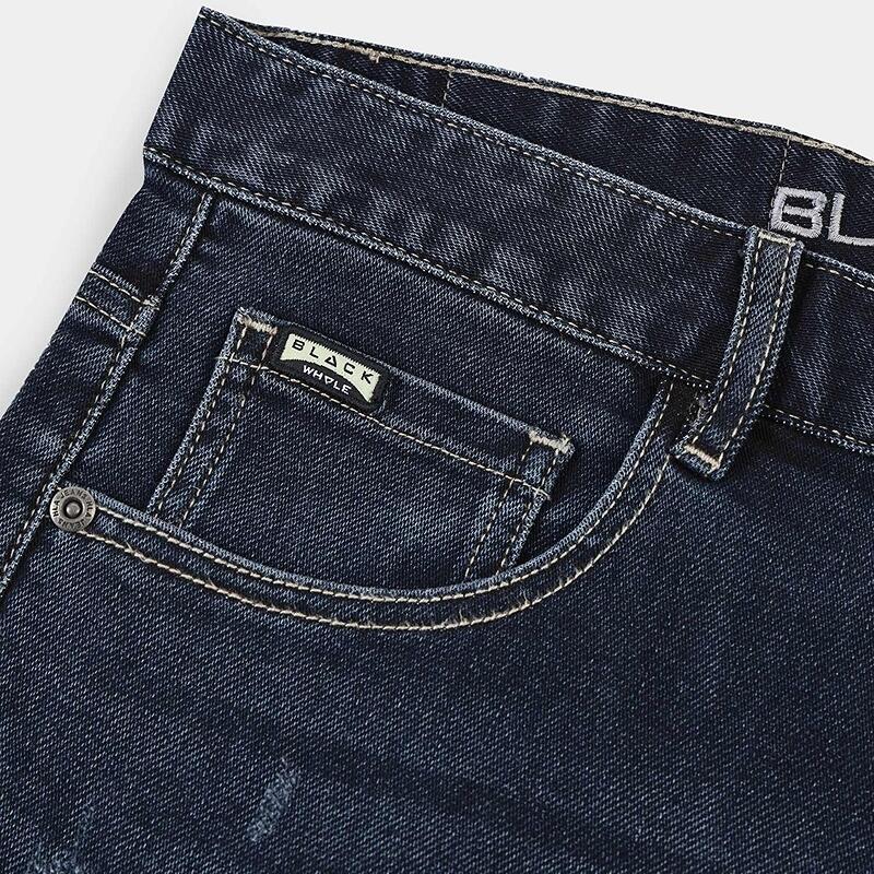 HLA海澜之家旗下黑鲸时尚窄脚牛仔裤男2025年秋季牛仔长裤男裤子