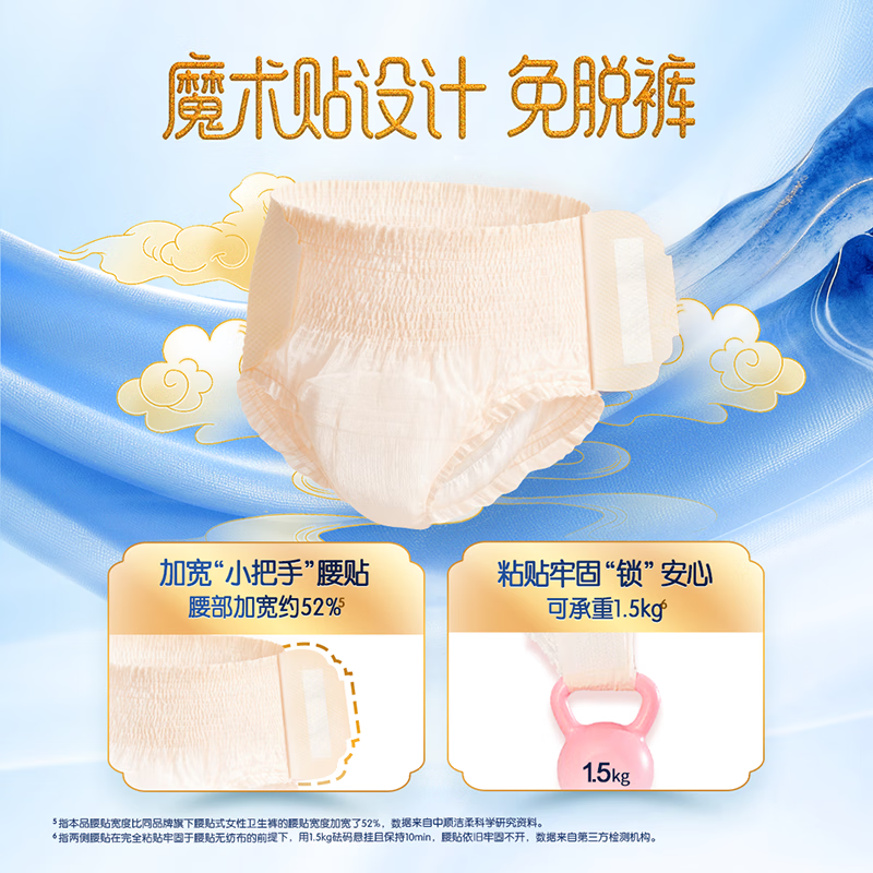 洁柔朵蕾蜜安睡裤日夜两用安心裤蚕丝蛋白裤型卫生巾防漏超薄透气 M-L码 60片 80-130斤 日30片迷你巾24片安睡裤6片【60片】