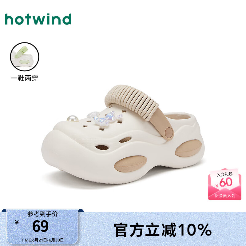 热风厚底洞洞鞋女鞋2025年夏季新款时尚甜美两穿凉拖鞋踩屎感沙滩鞋女 83米棕 一鞋两穿 36-37 S