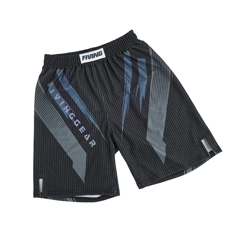 KUANG QUAN散打服格斗mma拳擊運(yùn)動褲搏擊健身兒童成人男女訓(xùn)練比賽透氣短褲 藍(lán)灰 L